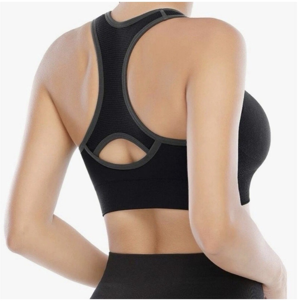 Healthyoga Sports Bra Sz XXXL 3XL Athletic Yoga Running Black Racer Back Top NWT - Picture 2 of 10